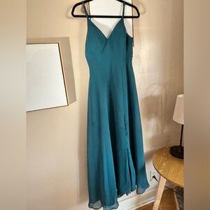 Teal Bridesmaid Dress Lace Back (Size 4)